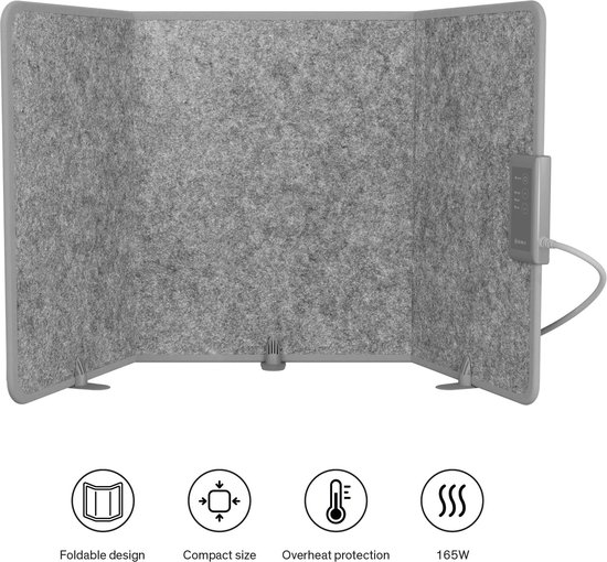 Sinji Elektrische Kachel – Infrarood Verwarmingspaneel – Heater – Infrarood Paneel Verplaatsbaar – 195W – Grijs
