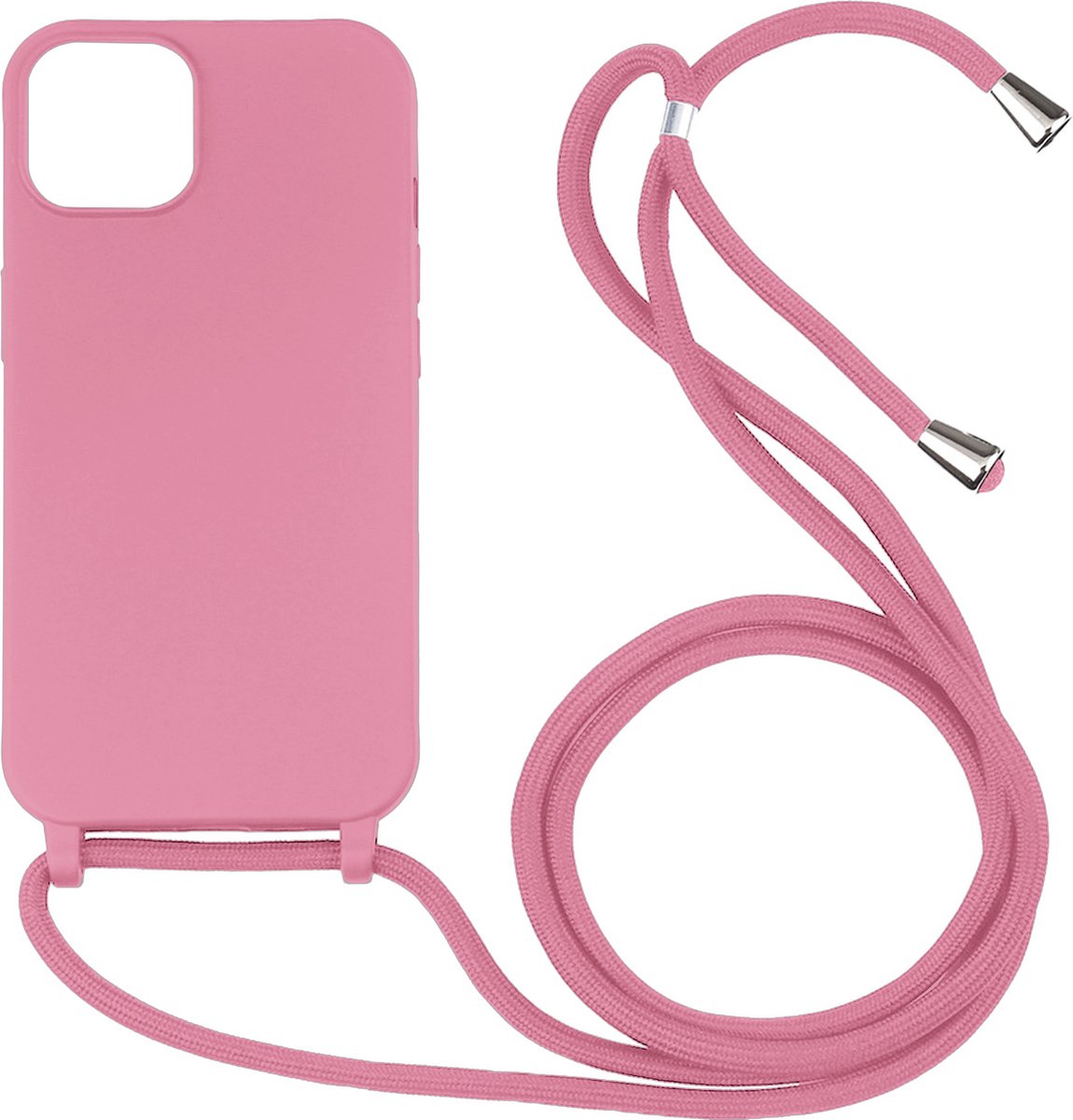 Hoesje geschikt voor iPhone 16 - Backcover - Koord - Softcase - Flexibel - TPU - Roze