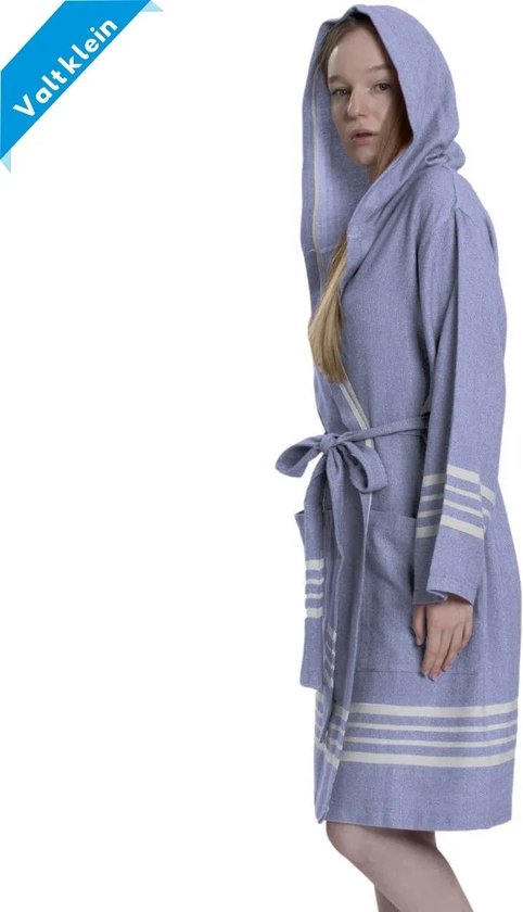Badjas Hamam Sun Lila - M avec franges - peignoir de sauna court avec capuche - robe de chambre - duster - peignoir fin - unisexe - jumelage