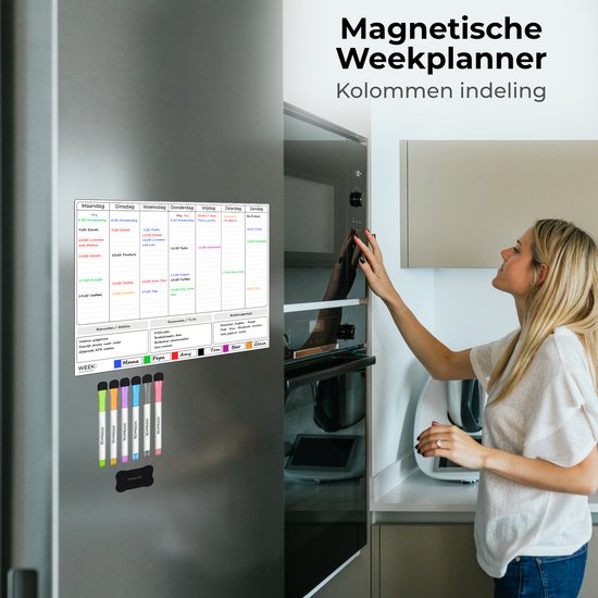 Systemyze Tableau Hebdomadaire – Tableau Magnétique – Planificateur Mensuel Magnétique – Inclus Avec Marqueurs & Effaceur – Format A3