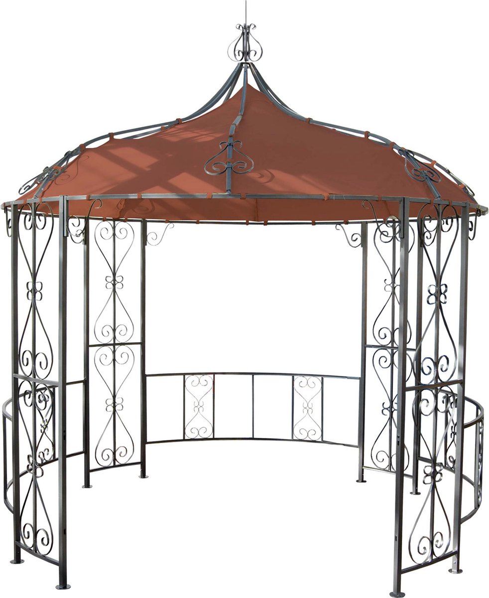 MCW Pergola Almeria rond tuinpaviljoen stevig stalen frame Ø 3m ~ terracotta-bruin