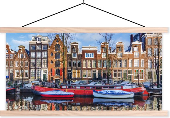Porte-affiche avec affiche - Affiche scolaire - Canal à Amsterdam - 60x30 cm - Lattes vierges