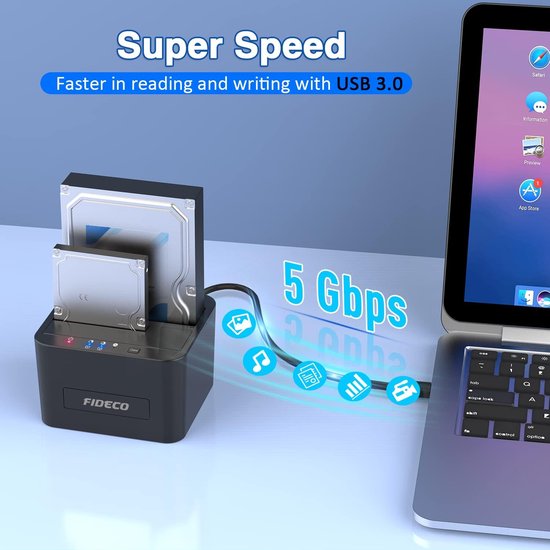 harde schijf docking station is breed compatibel met Windows, Mac OS en Linux.2,5 of