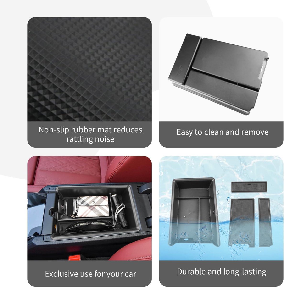 GAFAT Opbergbox voor middenconsole, compatibel met BMW 3-serie G20, G21, 2019-2024, 2025, 4-serie G22, i4, G26/i3, G28, 2023-2025, middenconsole, armleuning-organizer, tray handschoenenvak, 3-delig