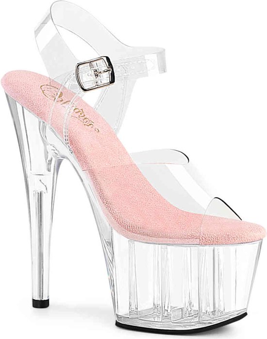 Pleaser - ADORE-708 Sandale avec bride à la cheville - US 13 - 44 Chaussures - Transparent/Rose