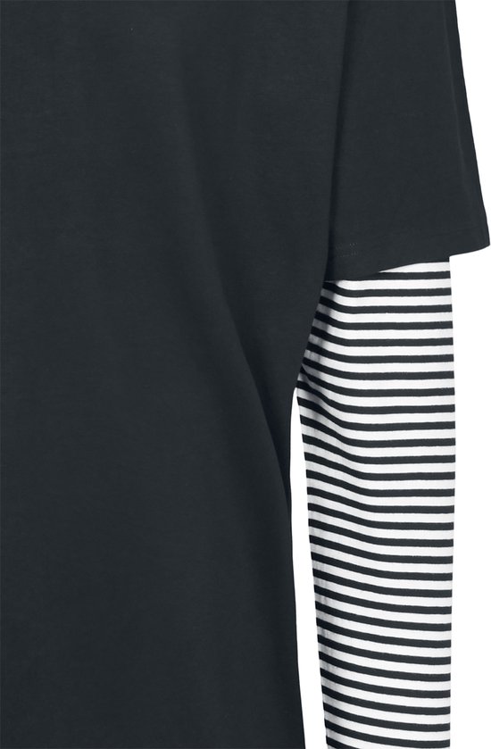 Chemise à manches longues Urban Classics -M- Oversized Double Layer Striped Zwart