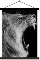 Porte-affiche avec affiche - Affiche scolaire - Animaux - Lion - Zwart - Wit - Portrait - 40x53 cm - Lattes noires