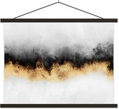 Posterhanger incl. Poster 60x45 cm - Schoolplaat - Goud - Chic - Abstract - Zwart - Wit - Luxe - Textielposter - Zwarte latten
