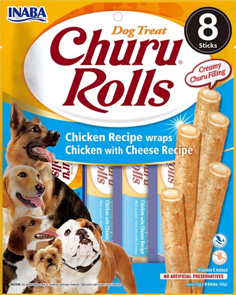 Inaba Churu Hondensnacks Rolls Chicken & Cheese Wraps - 8 x 20 gr