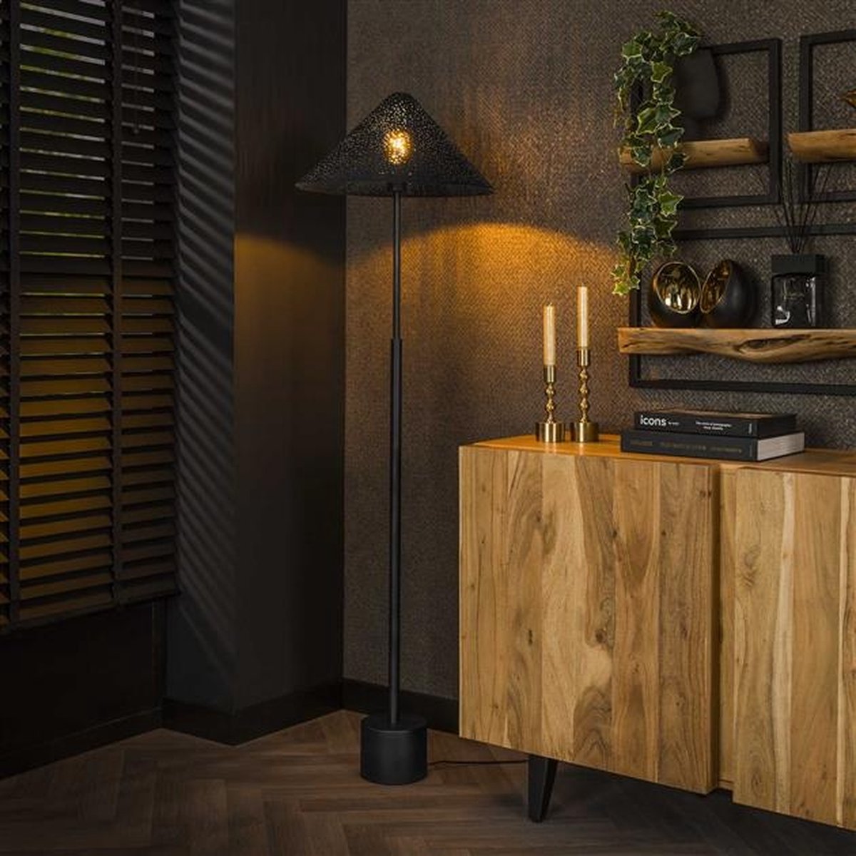 PS-Collection Kosmos Vloerlamp - 45x45x154cm - Charcoal - Metaal - vloerlampen woonkamer, vloerlamp zwart, vloerlamp industrieel, vloer lamp, vloerlampen landelijk, staande lampen woonkamer, staande lampen, staande lamp industrieel