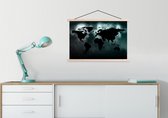 Affiche scolaire - Wereldkaart - Zwart - Wit - 90x60 cm