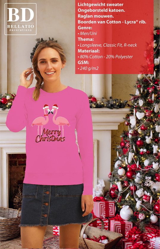 Bellatio Decorations Wrong Christmas pull/pull pour femme - Joyeux Noël - flamant rose - rose - Noël tropical XL
