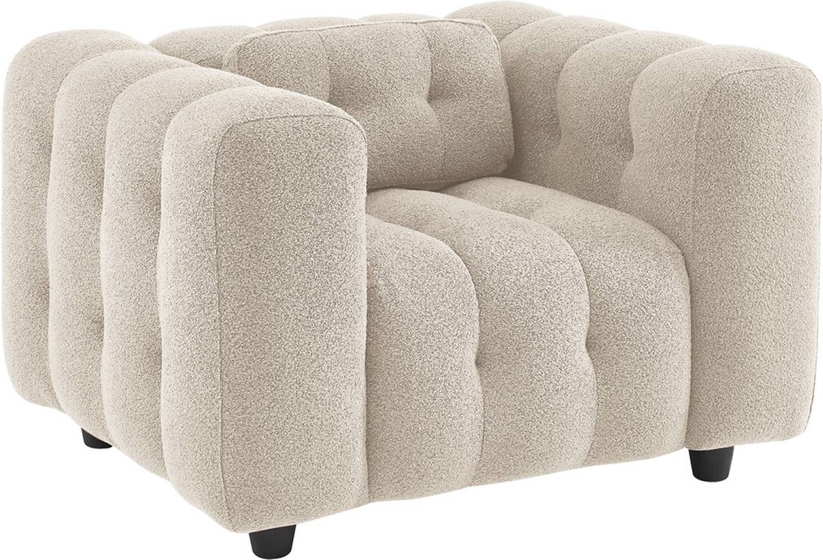sweeek 1-zits fauteuil in boucléstof met eucalyptushout en multiplex onderstel - leon Beige