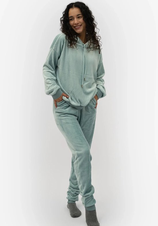 Apollo dames huispak Fleece - Loungeset - S/M - Blauw