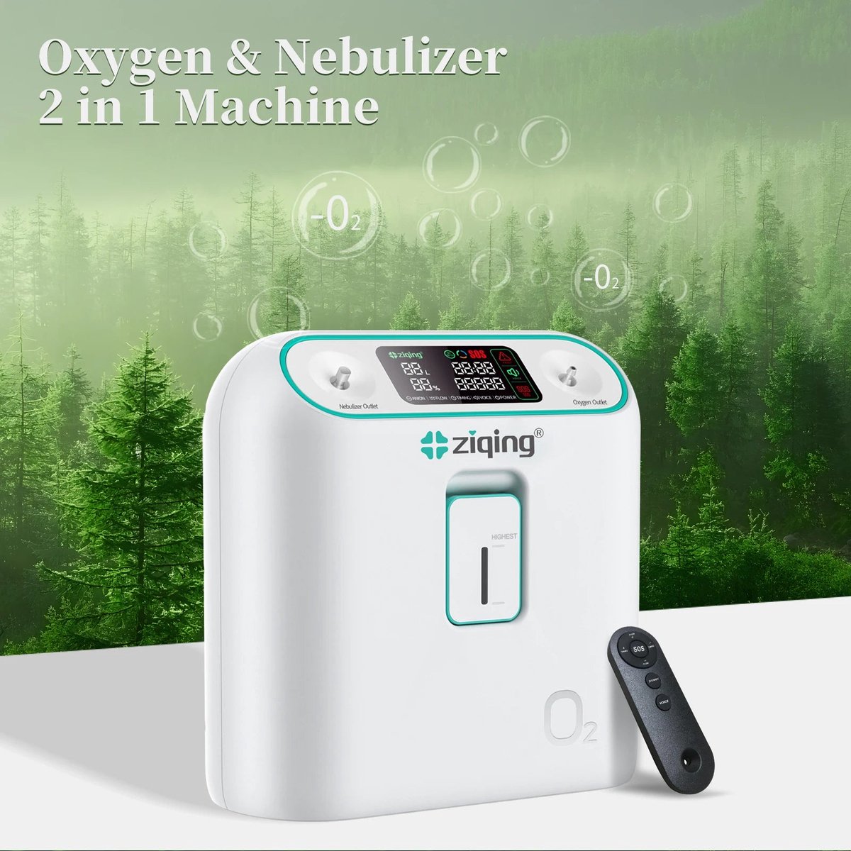 Goedkoopste Ziqing - Zuurstofconcentrator - Oxygen Concentrator - Zuurstof Generator - Zuurstofpomp - Luchtreiniger - Pollen - Zuurstof - Draagbaar - 96 Concentratie - 1L-8L - Wit