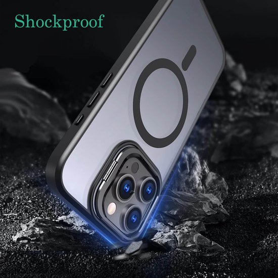 IYUPP Coque pour iPhone 16 Pro Max – Compatible avec MagSafe – Standard 180° – Antichoc Bumper Cover – Zwart