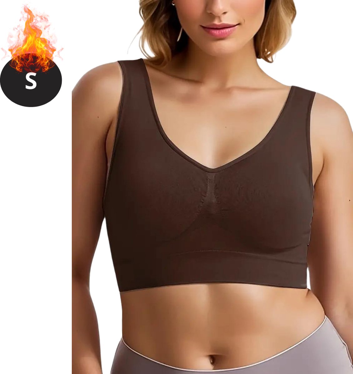 Bovista BH Zonder Beugel - Zonder Bandjes - Push-up Bh's - Comfort Beha - Gemengd - Comfortabel - Bruin