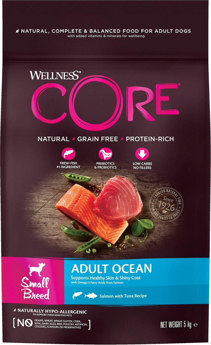 Wellness Core Grain Free Dog Small Breed Adult Ocean – Hondenvoer – Zalm Tonijn 5 kg