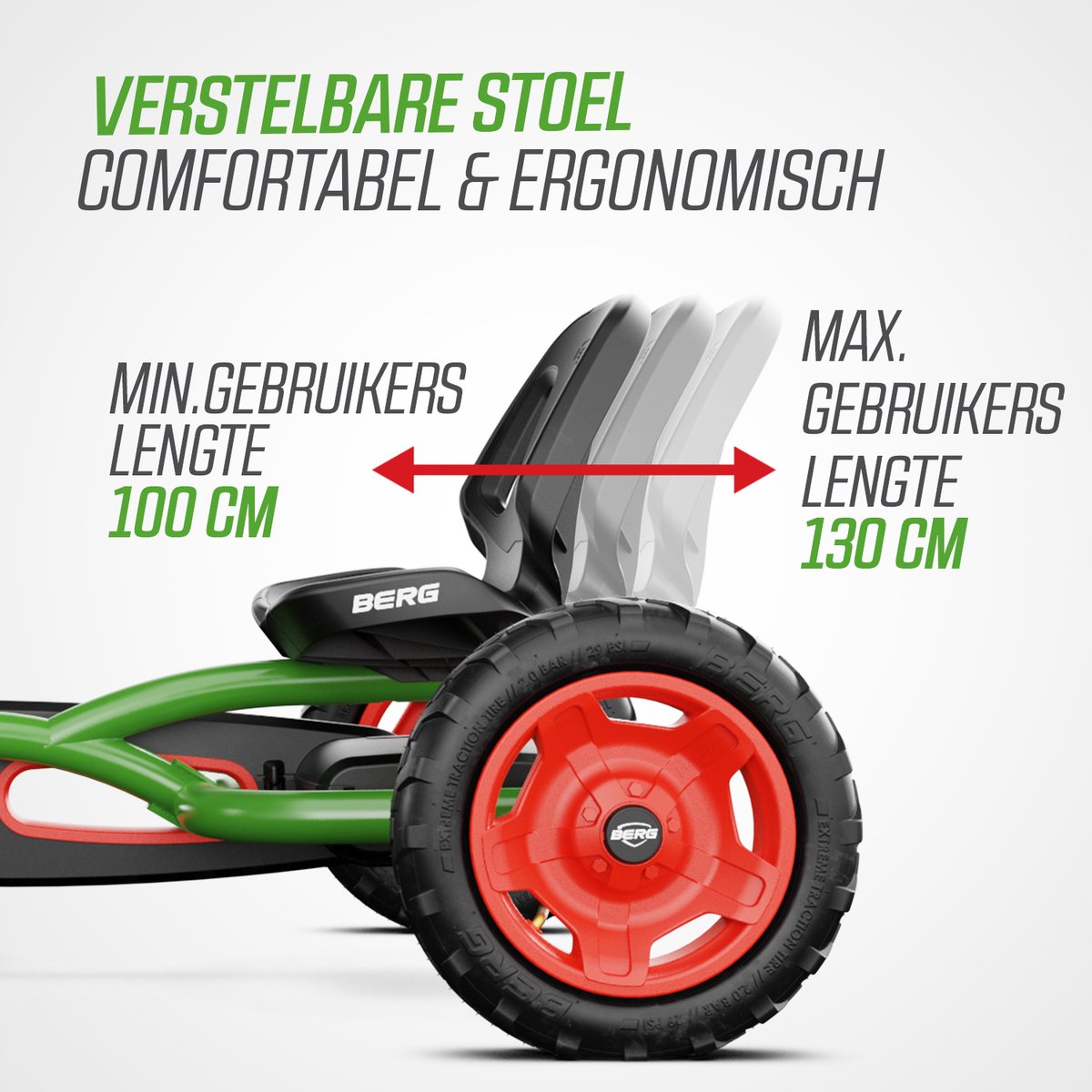 BERG Buddy Fendt® Skelter - 3+ Jaar - Verstelbare Stoel - Vrijloopautomaat - Officieel licentiemodel - Groen/Rood — afbeelding 5