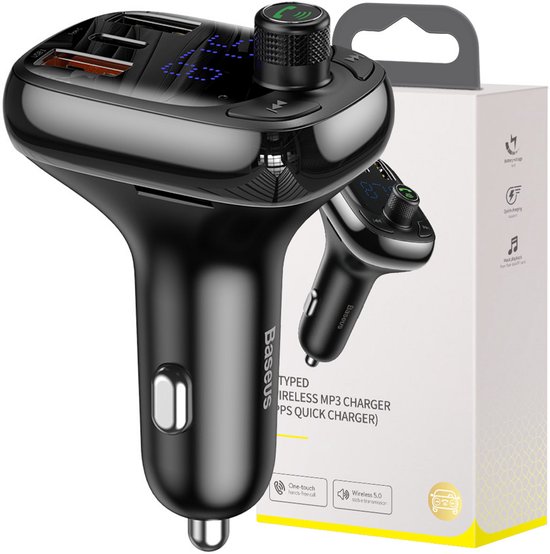Baseus Bluetooth FM Radio Transmitter Carkit Universeel Zwart
