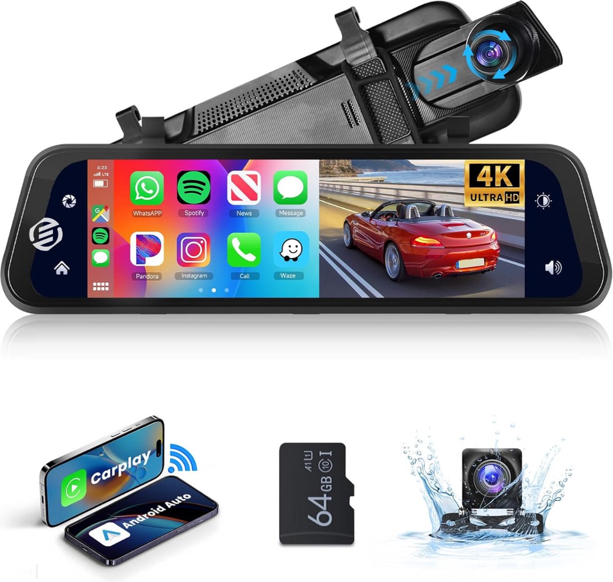 Equivera Dual Dashcam - Dashcam Voor En Achter - Auto Camera Dashcam - Dashcam Auto - Dual Dashcam Voor Auto