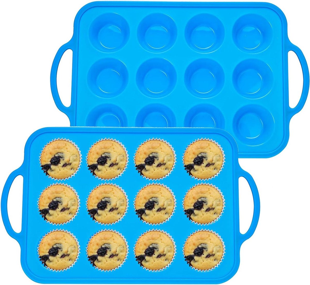 Siliconen Muffinvorm Metalen Frame Mini Muffinpannen - Blauw