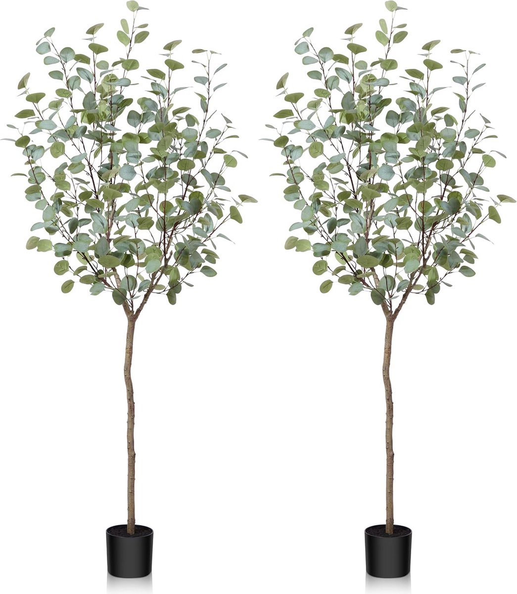 Goodivery ® Levensechte Eucalyptus Kunstplanten Set van 2 - 150 cm Hoog voor Binnen en Buiten