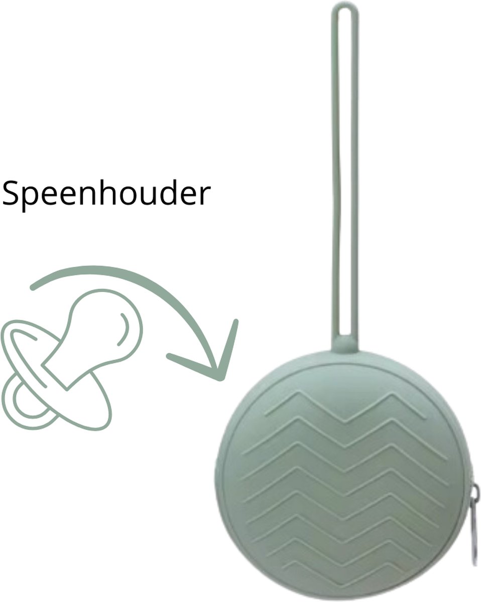 Siliconen Speenhouder - Speenopberger - Fopspeen Container - Fopspeenhouder - BPA Vrij - Beschermt Tegen Vuil - Hygiënisch - Rond - Dia: 10cm - Breedte: 5cm - Groen