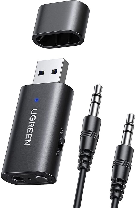 Bluetooth 5.1 zender ontvanger auto 3,5 mm AUX kabel universeel draadloos UGREEN zwart