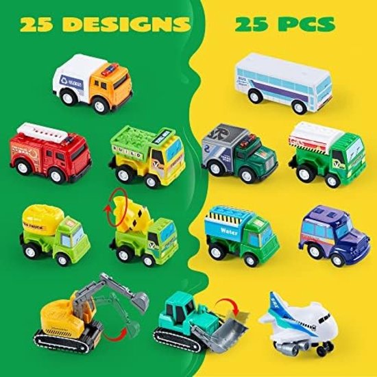 RXIRUCGD Jouets 4 Jouets de Véhicules de Construction à Friction, Camions Jouets, Voiture Jouet, Jouets pour Garçons et Filles de 3+ Ans Cadeau STIM, Fête d'Anniversaire