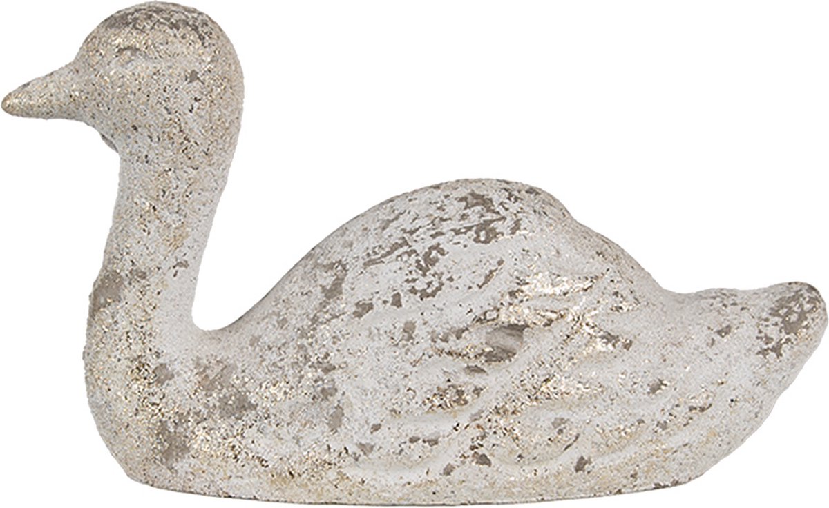 Clayre & Eef Decoratie Beeld Eend 15x5x9 cm Wit Steen