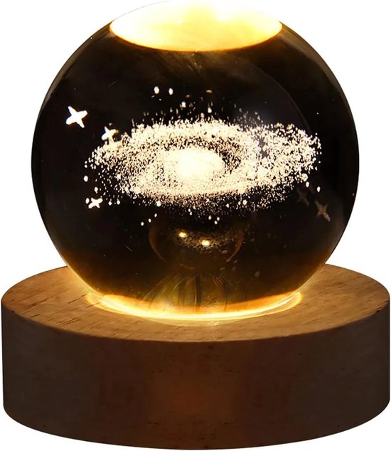 LAMON® LED Kristallen Tafellamp - USB 3D Maan Galaxy Globe Nachtlampje - Kinderen Kerst Decoratie Cadeau (Melkweg) van Merkloos — afbeelding 3