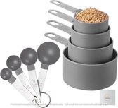 SwissBex Set de cuillères à mesurer pratiques grises - 8 pièces - pour peser et mesurer avec précision