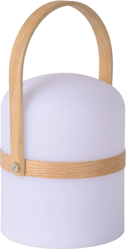 Lucide JOE - Oplaadbare Tafellamp Binnen/Buiten - Accu/Batterij - Ø 14,5 cm - LED Dimbaar - 1x3W 3000K - IP44 - Wit - Japandi