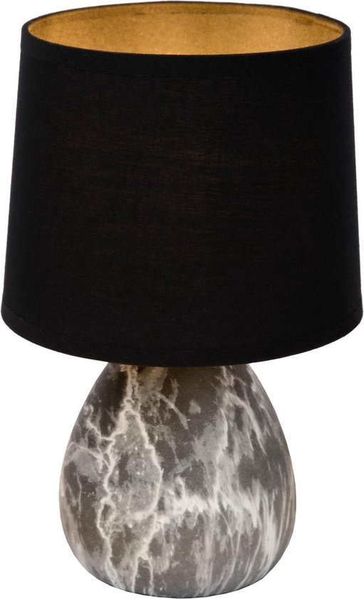 Lucide MARMO - Lampe de table - Ø 16 cm - 1xE14 - Noir