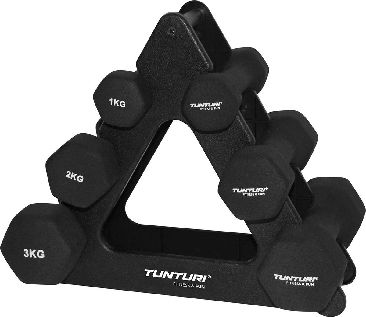 Tunturi Gewichten - Halterset - Dumbbell Set - Neopreen Dummbbells - 1 t/m 3kg - 3 Paar - Incl. gratis fitness app – foto 2