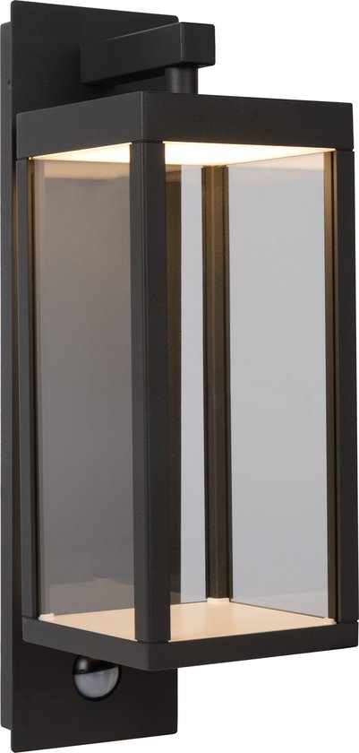 Lucide CLAIRETTE - Wandlamp Binnen/Buiten - LED - 1 × 13W 3000K - IP54 - Beweging & dag/nacht sensor - Antraciet