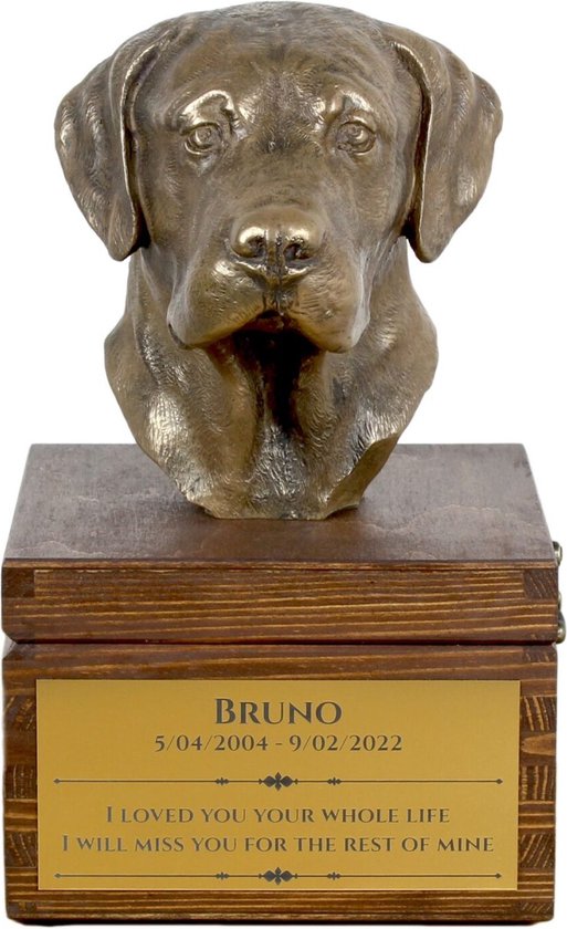 Labrador Retriever urn hond met beeldje gepersonaliseerde
