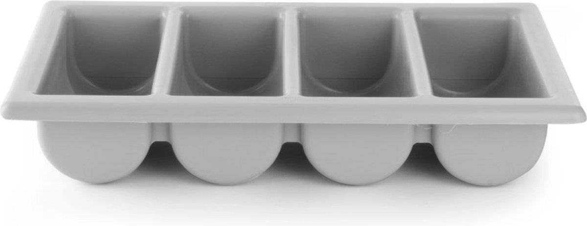 HENDI Bestekbak met 4 vakken – lichtgrijs – 530x325x100 mm – polypropyleen