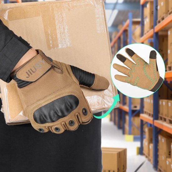 Bovista Airsoft Gants - Tactique - Gloves Tactiques - Armée - Gants Tactiques Hardknuckle - Paintball - Militaire - Écran Tactile - Vert XL