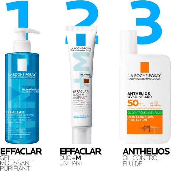 La Roche-Posay Effaclar DUO +M Unifiant Dark Day Cream - Crème Lissante - pour Peaux Grasses, Impures à Tendance Acné - Teinte Foncée - 40 ml