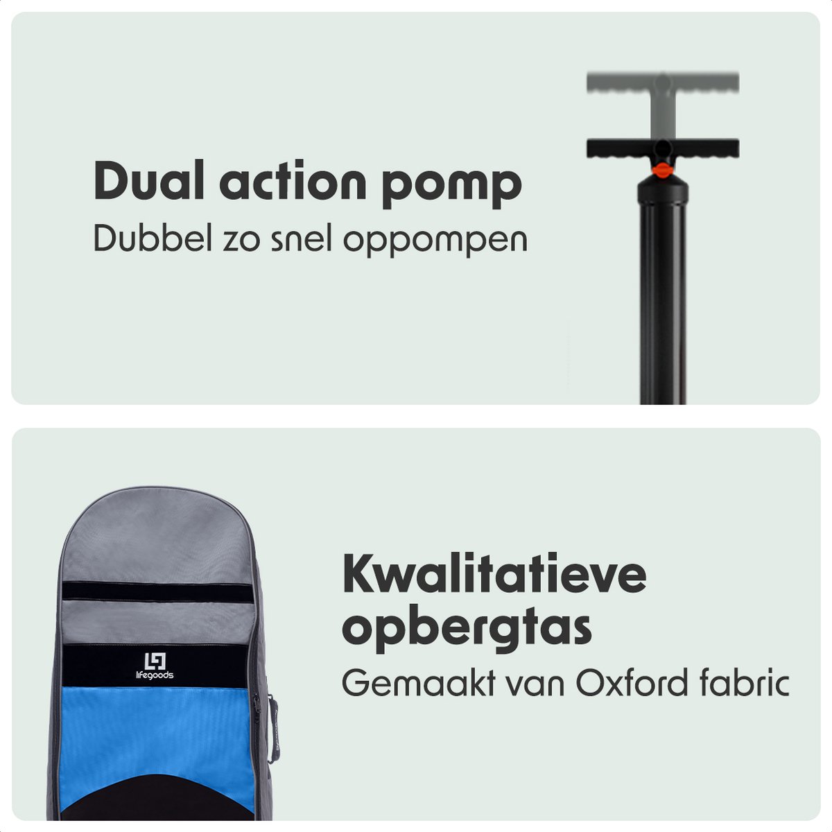 LifeGoods PaddlePro SUP Board - Opblaasbaar Paddle Board - Complete Set - Max. 150KG - 320x81cm - Blauw – foto 6