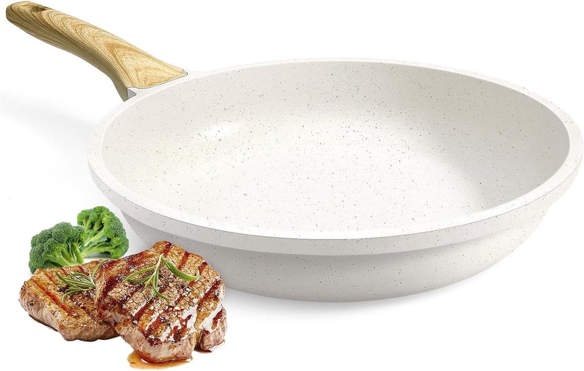 Kleine 20 cm graniet gecoate braadpan - / - inductie - non-stick - wit