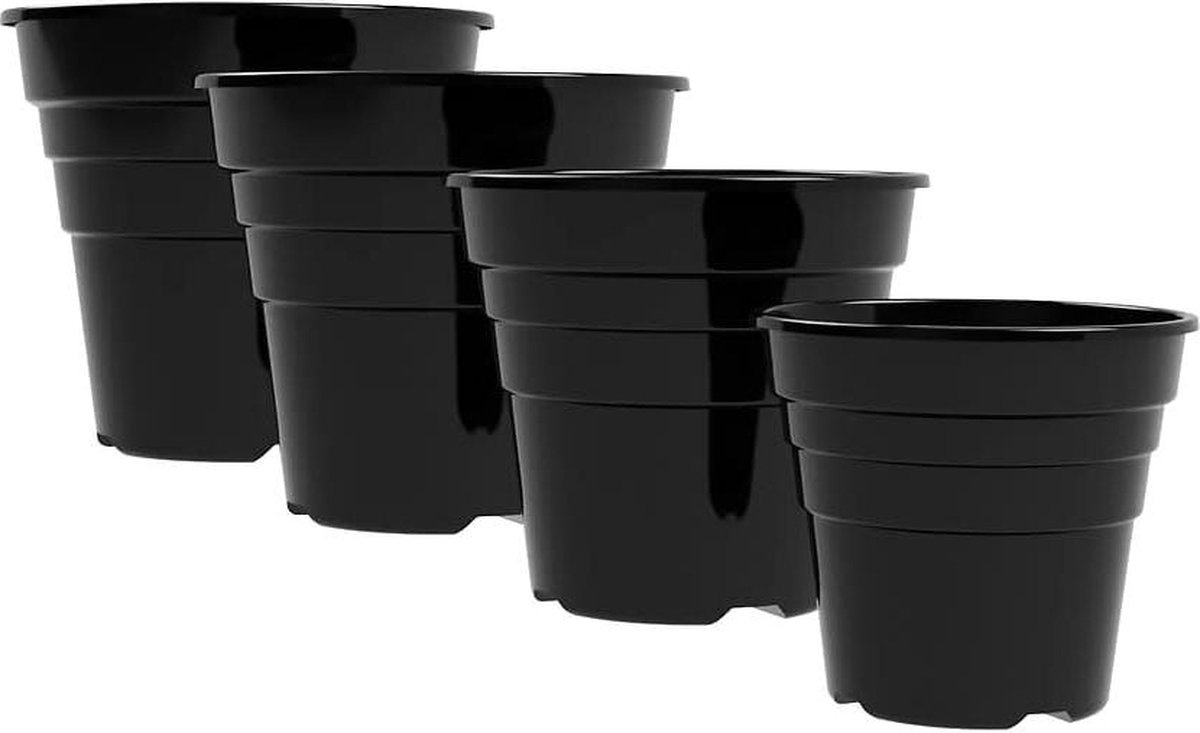 15cm Gloss Black Plastic Plantenpotten Pack van 10 Premium Herbruikbare Bloempotten Binnen Buiten Home Decor Tuinieren Rond Heavy Duty UV-bestendig recyclebaar Made in UK