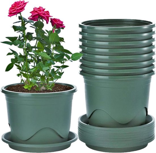 Plastic Bloempotten buiten Set van 3,Plantenpot 17cm/14cm/10cm, Plantenbakken van Hars met Drainagegaten Decoratieve Tuin Bloempot Container voor Binnen en Buiten,Zwart Plastic Bloempotten buiten Set van 3,Plantenpot 17cm/14cm/10cm, Plantenbakken van Hars met Drainagegaten Decoratieve Tuin Bloempot Container voor Binnen en Buiten,Zwart