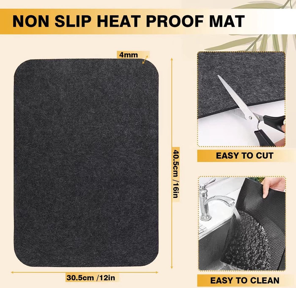 Hittebestendige matten Geschikt voor Airfryer Koffiezetapparaat Keukenblad - 4 stuks 16 x 12 inch Antislip siliconen apparaatglijder Geschikt voor COSORI, Ninja, Foodi Airfryer, Broodrooster, Oven, Blender – foto 6