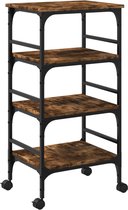 Bol.com vidaXL - Keukentrolley - 45x35x895 - cm - bewerkt - hout - gerookt - eikenkleurig aanbieding