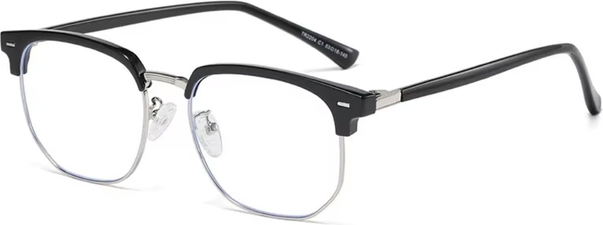 Flipflop Club® Vintage Computerbril -1.00 - Zwart met zilver montuur - Blauw Licht Filter Bril - Blue Light Glasses - Beeldschermbril - Anti blauw licht - Game Bril - Vermoeide ogen - Hoofdpijn - Bril computer/tv schermen - Unisex - Met Min Sterkte op Prijzenvolger.com