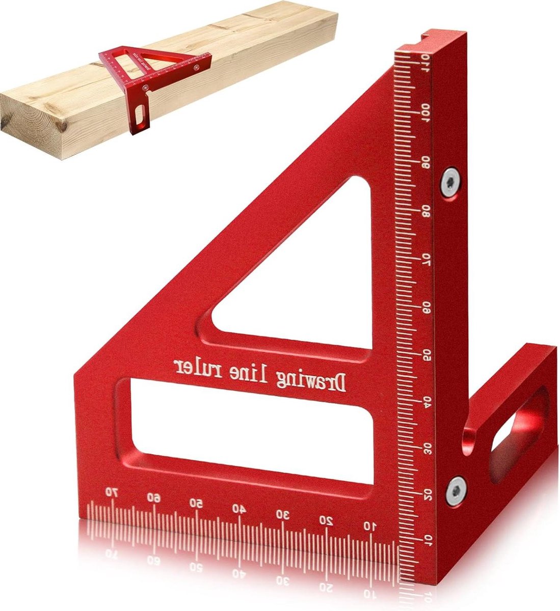 Houtbewerking - 3D Vierkante Gradenboog 45/90 Graden - Timmerman Aluminium Mijter - Houtbewerking Liniaal Driehoek Heerser Scriber - Multifunctioneel Meetinstrument