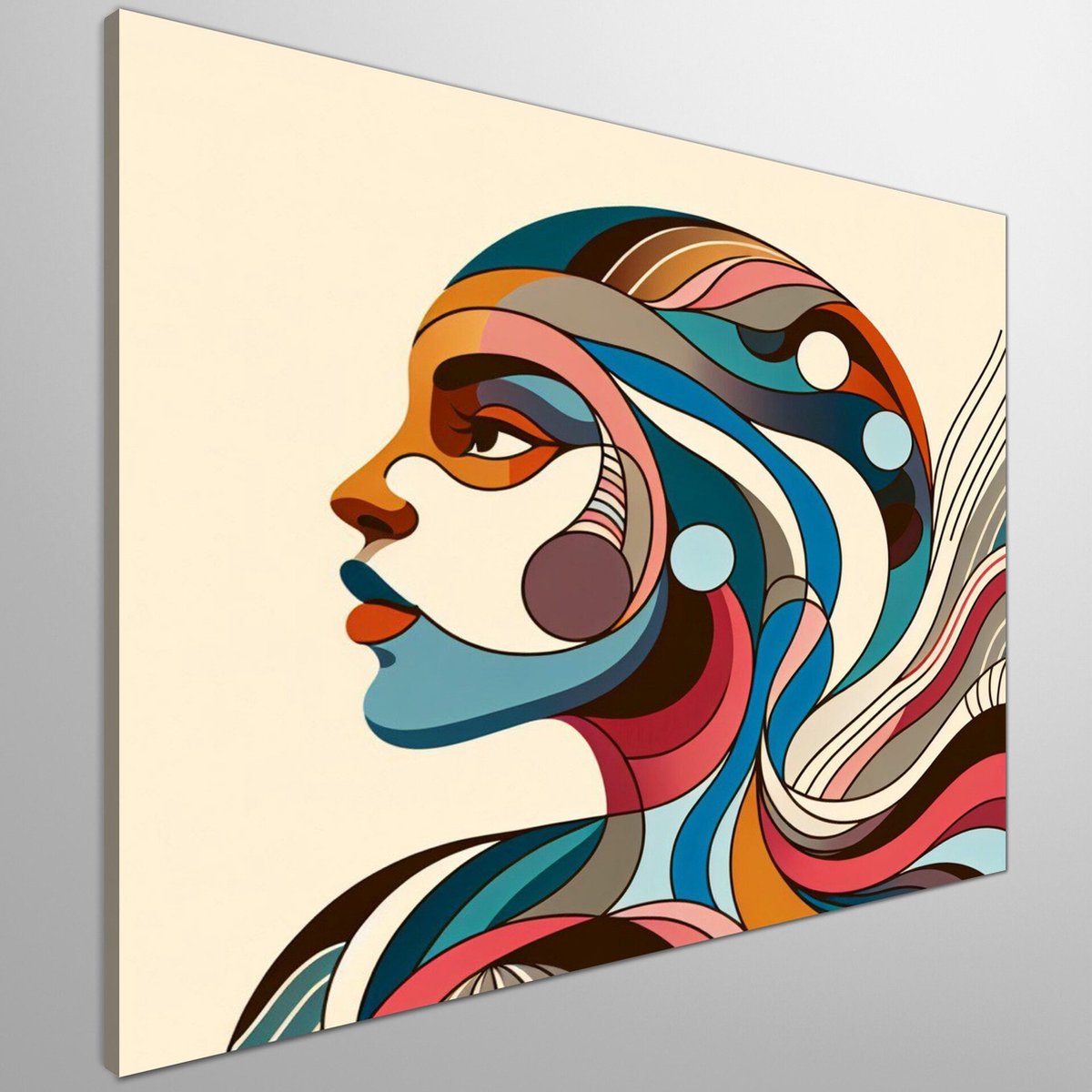 Modern vrouw schilderij | Revolutionaire vrouwelijke kunst: Hedendaagse interpretatie van vrouwelijke identiteit en kracht | Kunst - 100x100 centimeter op Canvas | Foto op Canvas